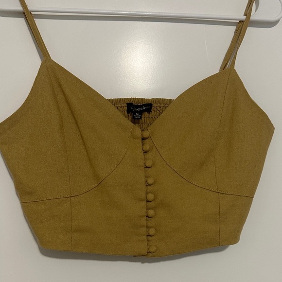Mustard Button-Front Crop Top - Picture 5 of 5